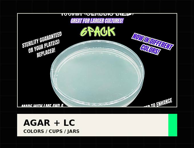 6-Pack 100mm Sterile Agar Plates | Green, Purple, Clear - Gnosis Labz
