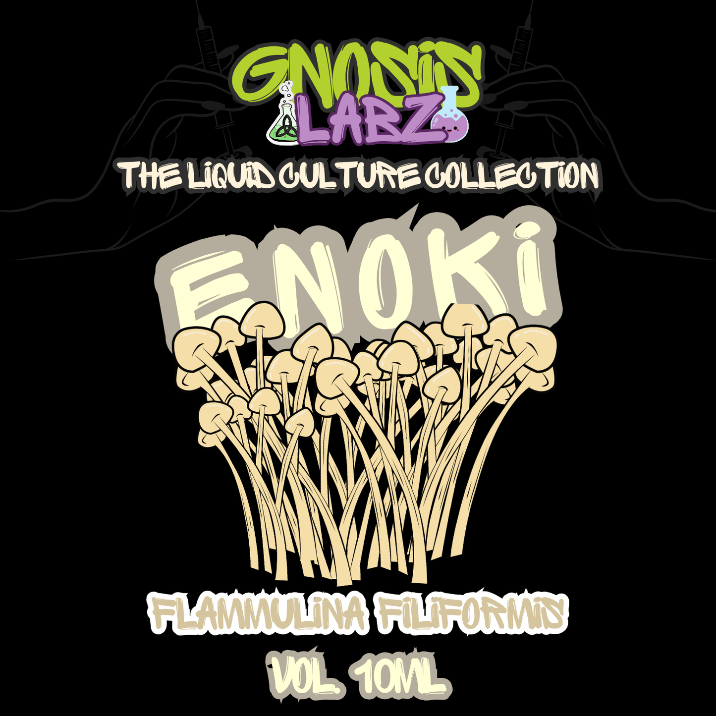 Enoki (Flammulina Filiformis) Liquid Culture Syringe with Luer Lock ( 10ml ) 18g Sterile Needle +Chance at a FREE Bonus Item! - Gnosis Labz Gnosis Labz Cultures