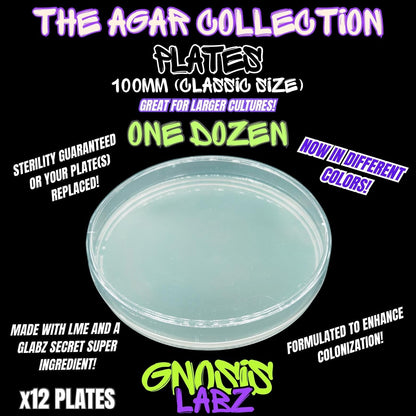 12-Pack 100mm Sterile Agar Plates | Green, Purple, Clear - Gnosis Labz