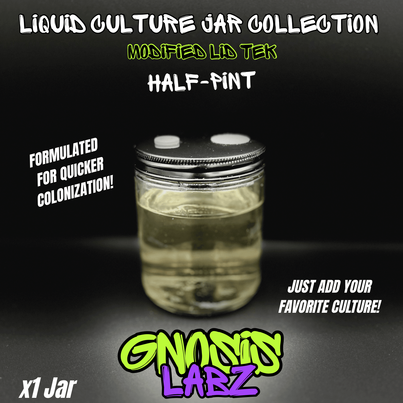 150 ml Sterile Liquid Culture Solution Jar | Injection Port + Filter Patch - Gnosis Labz