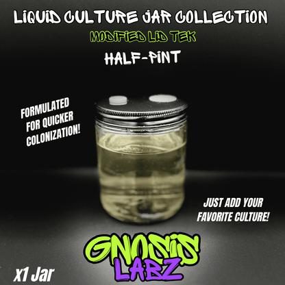 150 ml Sterile Liquid Culture Solution Jar | Injection Port + Filter Patch - Gnosis Labz