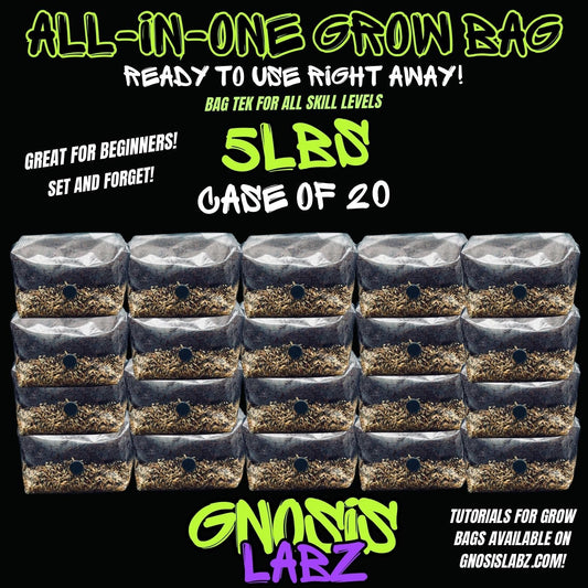 20-Pack 5 lb All-in-One Mushroom Grow Bags | Injection Port + Filter Patch - Gnosis Labz