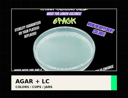 6-Pack 100mm Sterile Agar Plates | Green, Purple, Clear - Gnosis Labz
