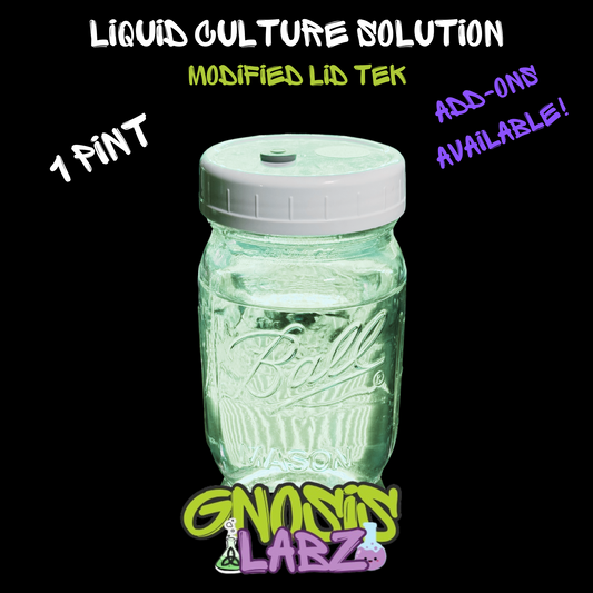 Sterilized Liquid Culture Solution (300ml) One Pint Jar - Unmodified Lid with Injection Port and Filter Patch! (Ready to Inoculate)!