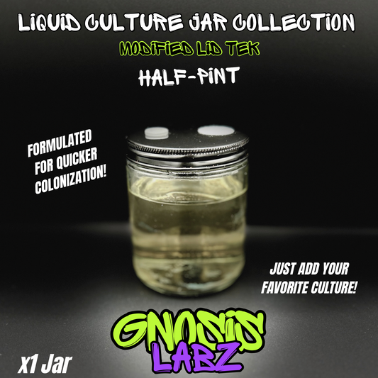 Sterilized Liquid Culture Solution (150ml) Half Pint Jar - Modified Lid with Injection Port and Filter Patch! (Ready to Inoculate)!