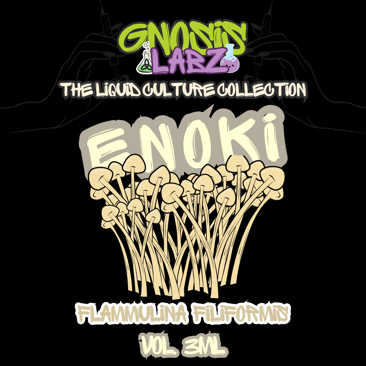 Enoki Liquid Culture Syringe with Luer Lock | 10 ml + 18g Needle - Gnosis Labz