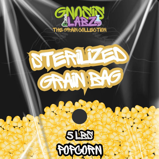 Sterilized Grain Bag 3lb (Popcorn) - with Injection Port and Filter Patch! - Gnosis Labz Gnosis Labz