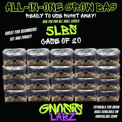 20 Pack of All in One Mushroom Grow Kit Bags (5lbs) with Injection Port and Filter Patch! - Gnosis Labz Gnosis Labz Rye Berries