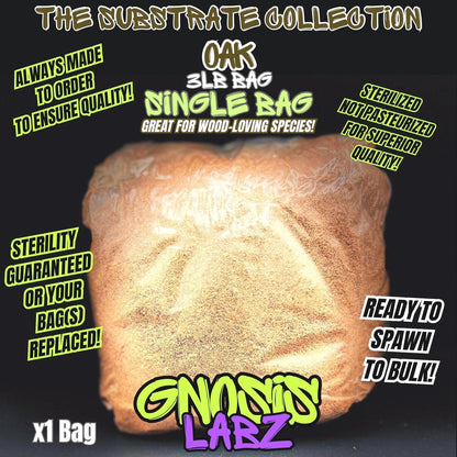 Oak Wood Substrate 3lb Bag - Sterilized and Ready for Spawning to Bulk! (Great for Wood Loving Mushrooms) - Gnosis Labz Gnosis Labz