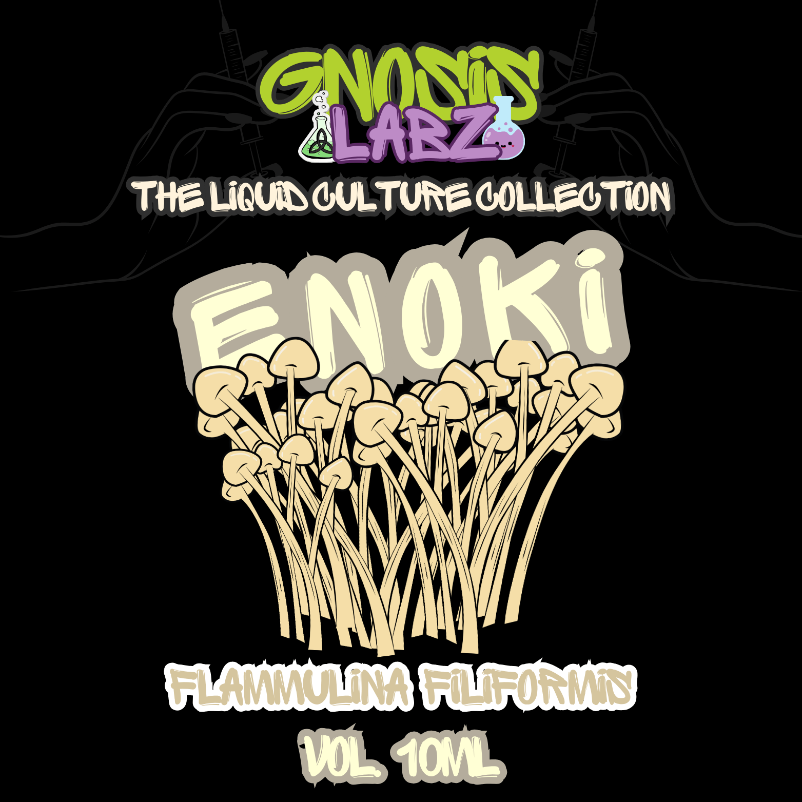 Enoki (Flammulina Filiformis) Liquid Culture Syringe with Luer Lock ( 10ml ) 18g Sterile Needle +Chance at a FREE Bonus Item! - Gnosis Labz Gnosis Labz Cultures