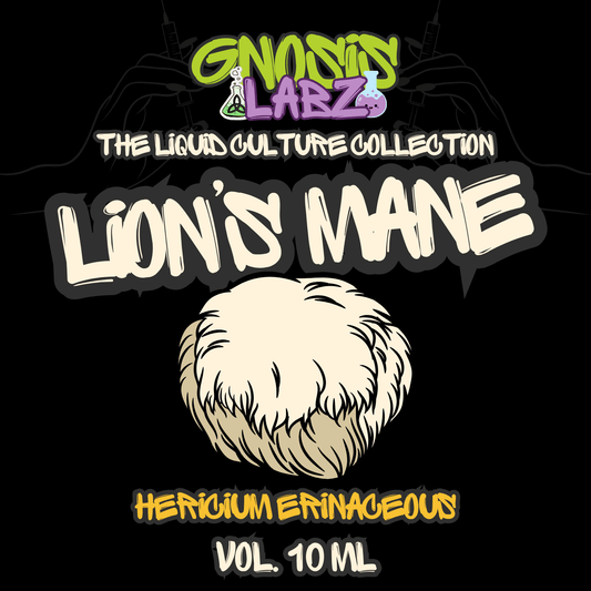Lion's Mane (Hericium Erinaceus) Liquid Culture Syringe ( 10ml) Includes 18g Sterile Needle Bonus Gift! Cultures Gnosis Labz